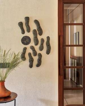 Finished stone art installation in a modern home, Dausa, Rajasthan