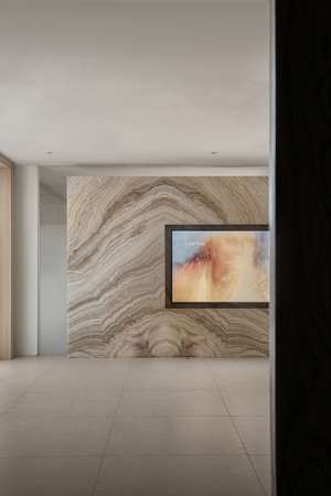Patagonia quartzite feature wall in a modern luxury home